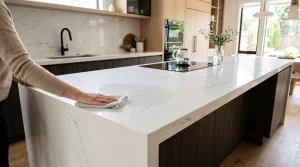 AVELITHA engineered quartz surface daily cleaning and care routine